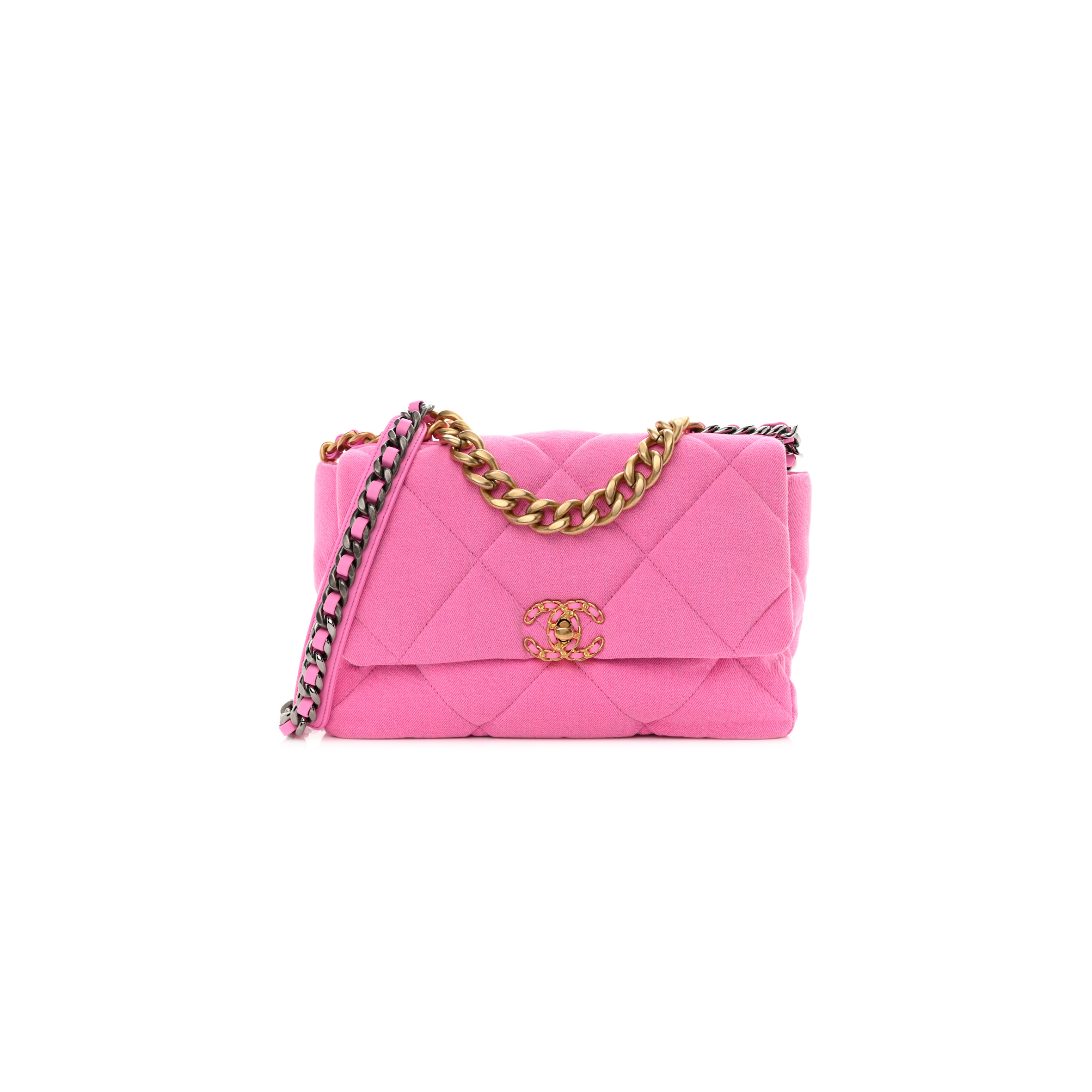 CHANEL DENIM QUILTED LARGE CHANEL 19 FLAP 1030020 (30*20*10cm)